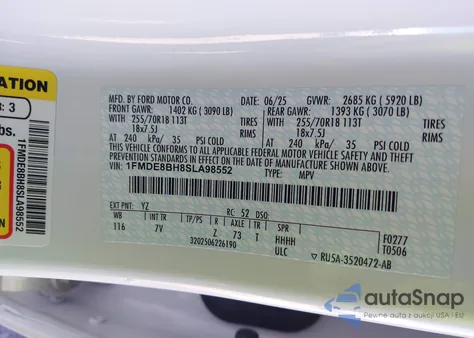 2025 Ford Bronco from USA, damaged, VIN 1FMDE88H8SLA98552